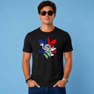 Tricou Bugs Bunny Pe Role Retro Cartoon Logo Colorat, din bumbac 100%, tricou negru, Copii | Dama | Barbat - Img 3