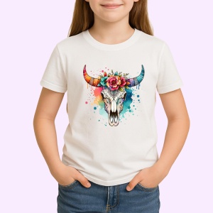 Tricou bull skull floral crown, craniu taur cu coroana florala, Copii | Dama | Barbat - Img 3