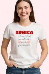 Tricou Bunica Este Mestesugul Amintirilor Mele, din bumbac 100% , tricou alb pentru Dama - Img 2