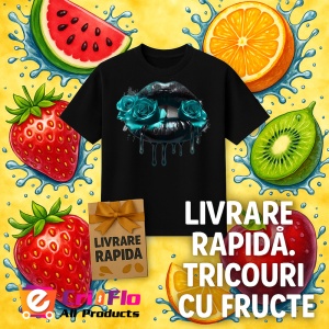 Tricou Buze femeie negre cu trandafiri rosii luciosi, Lip gloss, Copii | Dama, culoare negru - Img 18
