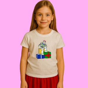 Tricou Buzz Cu Cadouri Si Caciula Mos, din bumbac 100%, tricou alb, Copii | Dama | Barbat - Img 2