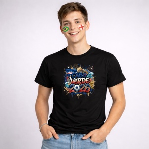 Tricou Cabo Verde World Cup 2026 Fifa, din bumbac 100%, tricou negru, Copii | Dama | Barbat - Img 2