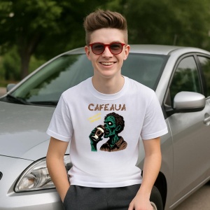 Tricou Cafeaua Trezete Zombii - Zombie drink coffee - Copii | Dama | Barbat - Img 7