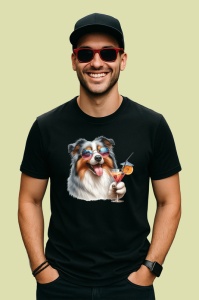 Tricou Caine australian shepherd ochelari cocktail cu cirese, Copii | Dama | Barbat , tricou negru - Img 4