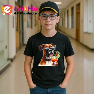 Tricou Caine boxer ochelari negri cocktail cu lime, Copii | Dama | Barbat , tricou negru - Img 6
