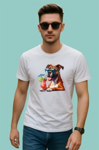 Tricou caine boxer ochelari verzi limonada rosie cocktail, Copii | Dama | Barbat - Img 2
