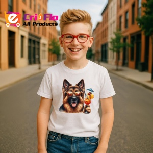 Tricou caine ciobanesc german ochelari cocktail rosu vara, Copii | Dama | Barbat - Img 8