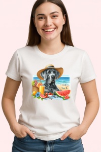 Tricou caine dog german plaja palarie pepene cocktail, Copii | Dama | Barbat - Img 4