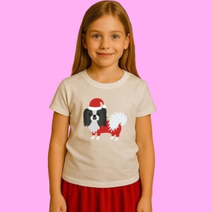 Tricou Caine Imbracat Craciun, din bumbac 100%, tricou alb, Copii | Dama | Barbat