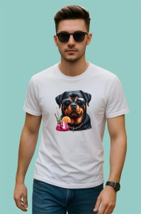 Tricou caine rottweiler ochelari negri cocktail roz, Copii | Dama | Barbat - Img 2