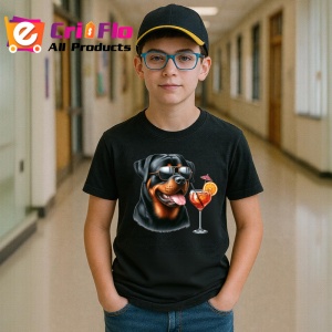 Tricou Caine rottweiler vara ochelari cocktail portocala, Copii | Dama | Barbat , tricou negru - Img 5