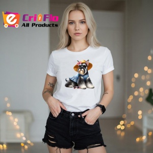 Tricou caine schnauzer palarie paie camasa albastra vara, Copii | Dama | Barbat - Img 10