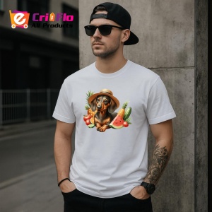 Tricou caine teckel palarie pepene rosie porumb vara, Copii | Dama | Barbat - Img 5