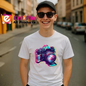 Tricou Camera foto moderna in stil graffiti neon Copii | Dama | Barbat - Img 6