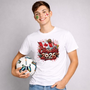 Tricou Canada World Cup 2026 Fifa, din bumbac 100%, tricou alb, Copii | Dama | Barbat - Img 2