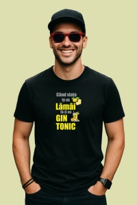 Tricou Cand Viata Iti Da Lamai Fa Un Gin Tonic, din bumbac 100%, tricou negru Dama | Barbat - Img 3