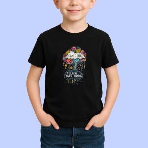 Tricou Cant Talk Busy Overthinking, Copii | Dama | Barbat, culoare negru - Img 3