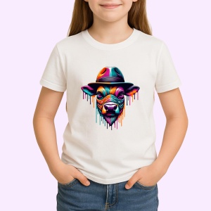 Tricou Cap de caine cu palarie si vopsea stil pop Copii | Dama | Barbat - Img 3