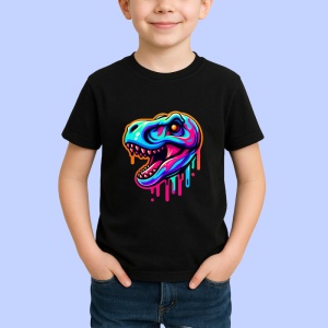 Tricou Cap de dinozaur colorat in stil comic Copii | Dama | Barbat, culoare negru - Img 4