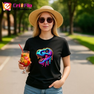 Tricou Cap de dinozaur colorat in stil comic Copii | Dama | Barbat, culoare negru - Img 7