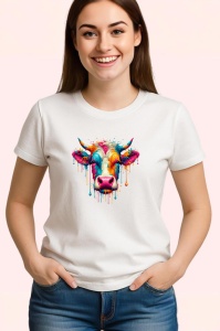 Tricou Cap vaca colorat stil graffiti arta moderna vibranta Copii | Dama | Barbat - Img 3