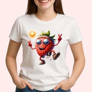 Tricou Capsuna amuzanta de vara dansator in soare, Fructe, Copii | Dama - Img 2