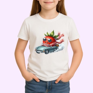 Tricou Capsuna amuzanta de vara in masina, Fructe, Copii | Dama