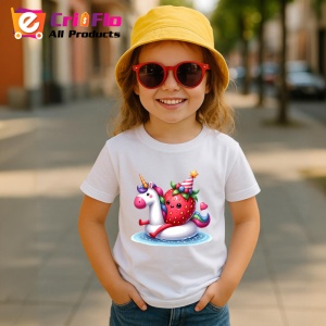 Tricou Capsuna amuzanta de vara pe poney, Fructe, Copii | Dama - Img 4