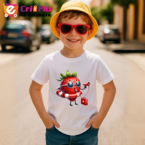 Tricou Capsuna amuzanta de vara salvamar, Fructe, Copii | Dama - Img 3