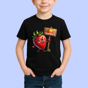 Tricou Capsuna amuzanta de vara summer, Fructe, Copii | Dama, culoare negru
