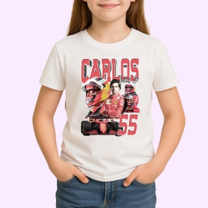 Tricou Carlos Sainz Jr Poster Echipa Ferrari Masina Formula 1, Copii | Dama | Barbat - Img 2
