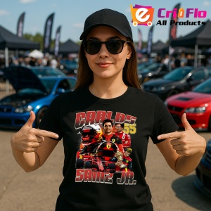 Tricou Carlos Sainz Junior Colaj Formula 1 Imagine Dinamica, Copii | Dama | Barbat - Img 7