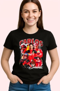Tricou Carlos Sainz Poster Portret Rosu Ferrari Formula 1, Copii | Dama | Barbat - Img 3