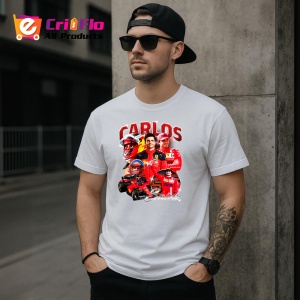 Tricou Carlos Sainz Poster Portret Rosu Ferrari Formula 1, Copii | Dama | Barbat