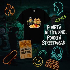 Tricou Cartofi prajiti crima Negru, Copii | Dama | Barbat - Img 10