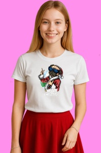Tricou Catel Cu Ochelari Mos Craciun, din bumbac 100% Copii | Dama | Barbat - Img 3