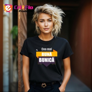 Tricou Cea Mai Buna Bunica V10, din bumbac 100%, tricou negru, Dama | Barbat - Img 3