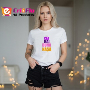 Tricou Cea Mai Buna Nasa Coroana Mov, din bumbac 100%, tricou alb, Dama | Barbat