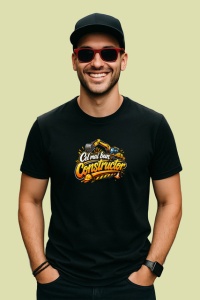 Tricou Cel Mai Bun Constructor Utilaj Galben V1, din bumbac 100%, tricou negru Dama | Barbat - Img 3