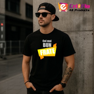 Tricou Cel Mai Bun Frate Banner Portocaliu, din bumbac 100%, tricou negru, Dama | Barbat - Img 3