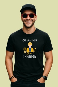 Tricou Cel Mai Bun Inginer, din bumbac 100%, tricou negru, Dama | Barbat