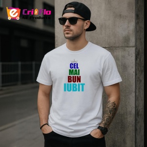 Tricou Cel Mai Bun Iubit Coroana Multicolor, din bumbac 100%, tricou alb, Dama | Barbat
