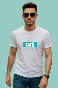 Tricou Cel Mai Bun Tata Simplu, din bumbac 100%, tricou alb, Dama | Barbat - Img 2