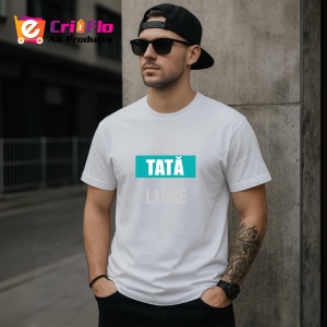 Tricou Cel Mai Bun Tata Simplu, din bumbac 100%, tricou alb, Dama | Barbat - Img 3