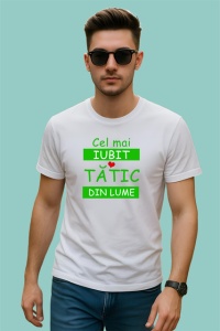Tricou Cel Mai Iubit Tatic Din Lume Verde, din bumbac 100% , tricou alb pentru Barbat