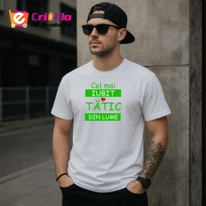 Tricou Cel Mai Iubit Tatic Din Lume Verde, din bumbac 100% , tricou alb pentru Barbat - Img 2