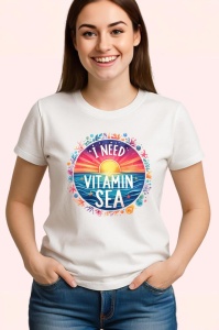 Tricou Cerc colorat cu soare text i need vitamin sea vacanta tropicala Copii | Dama | Barbat Barbat - Img 3
