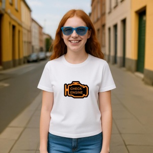 Tricou Check Engine Martor Aprins - Copii | Dama | Barbat - Img 2