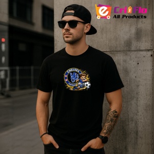 Tricou Chelsea Fotbal Club Logo Minge Albastru, din bumbac 100%, tricou negru Copii | Dama | Barbat - Img 6