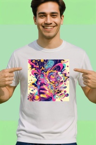 Tricou Chip psihedelic colorat cu flori si cercuri Copii | Dama | Barbat - Img 2